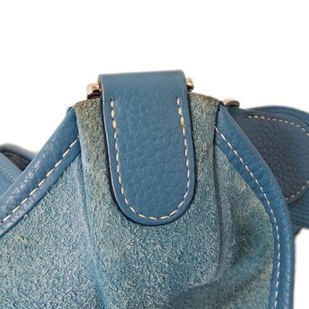 HERMES Women's Shoulder Bag Evelyn 3 PM Taurillon Clemence Blue Jean Light □N... - Picture 10 of 14